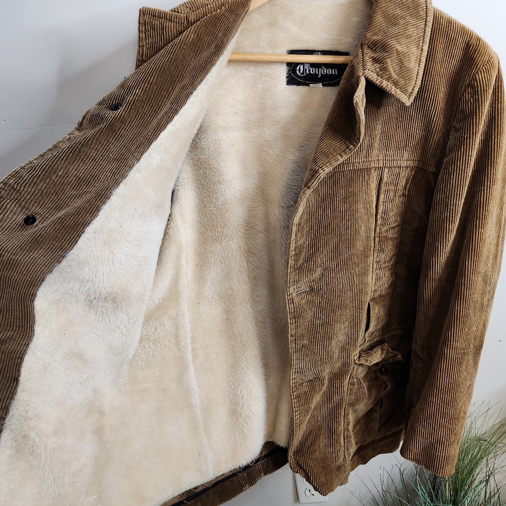 Vintage 90s Tan Corduroy Jacket Grunge 1990s Rocker Boho Bohemian Festival - Picture 4 of 8